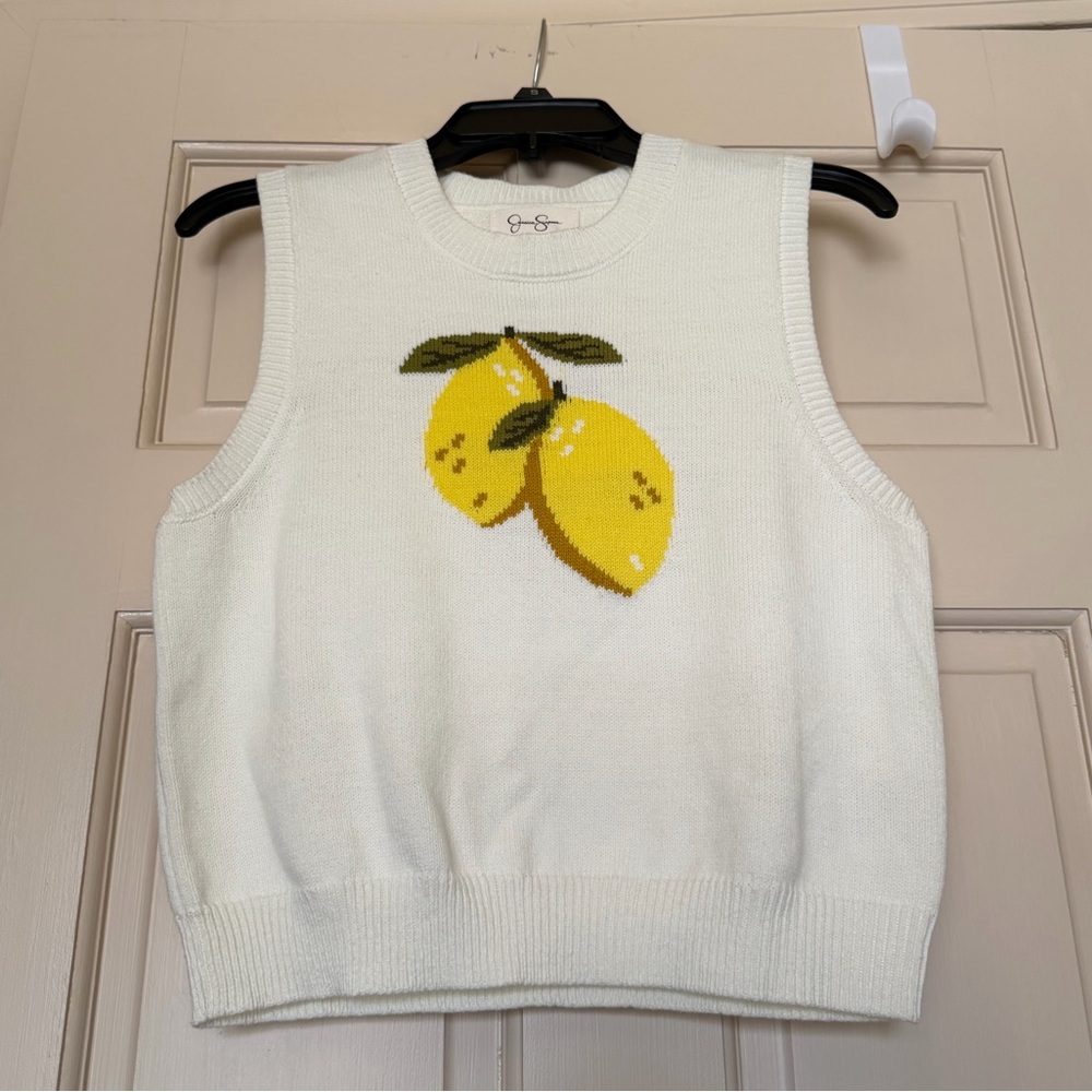 Lemon Graphic Knit Sweater Vest NWT